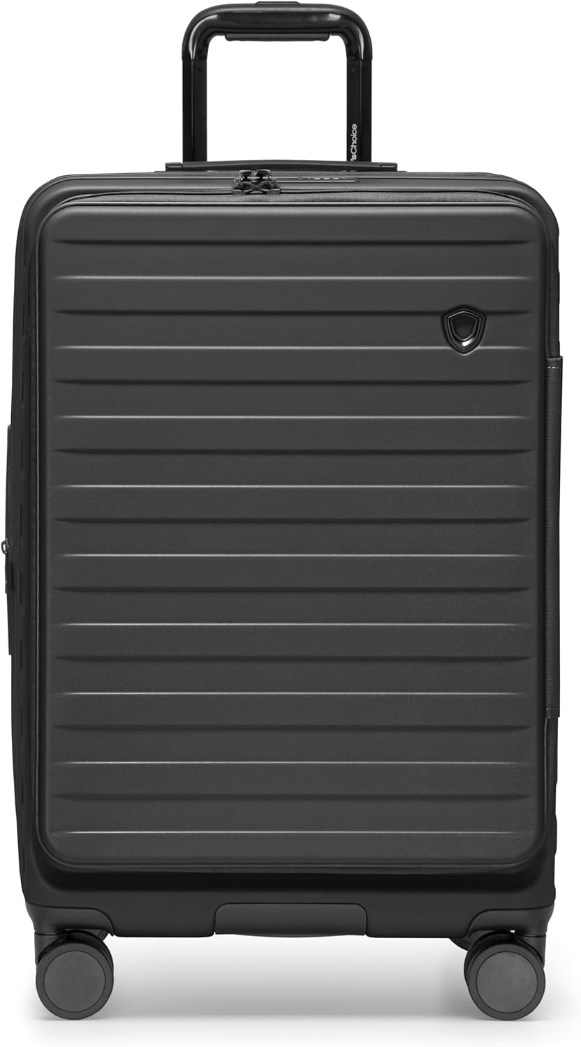 Novia Top Opening Expandable Polycarbonate Luggage with Spinner Wheels, Autumn Leaves, 21-Inch Carry-on