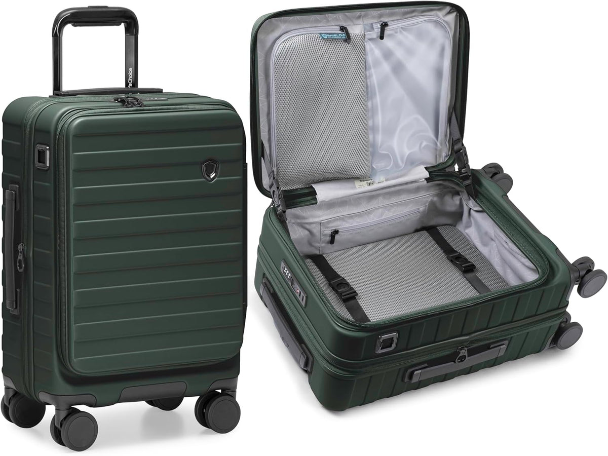 Novia Top Opening Expandable Polycarbonate Luggage with Spinner Wheels, Autumn Leaves, 21-Inch Carry-on
