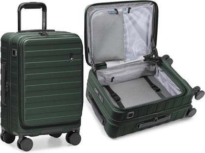 Novia Top Opening Expandable Polycarbonate Luggage with Spinner Wheels, Autumn Leaves, 21-Inch Carry-on