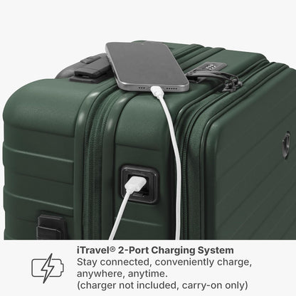 Novia Top Opening Expandable Polycarbonate Luggage with Spinner Wheels, Autumn Leaves, 21-Inch Carry-on