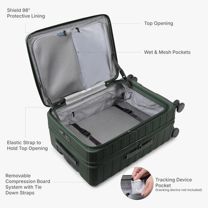 Novia Top Opening Expandable Polycarbonate Luggage with Spinner Wheels, Autumn Leaves, 21-Inch Carry-on