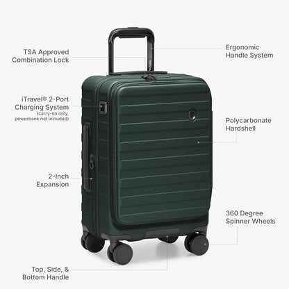 Novia Top Opening Expandable Polycarbonate Luggage with Spinner Wheels, Autumn Leaves, 21-Inch Carry-on