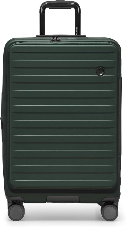 Novia Top Opening Expandable Polycarbonate Luggage with Spinner Wheels, Autumn Leaves, 21-Inch Carry-on