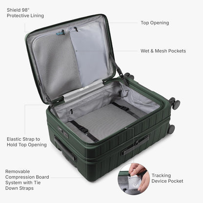 Novia Top Opening Expandable Polycarbonate Luggage with Spinner Wheels, Autumn Leaves, 21-Inch Carry-on