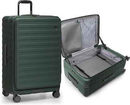 Novia Top Opening Expandable Polycarbonate Luggage with Spinner Wheels, Autumn Leaves, 21-Inch Carry-on