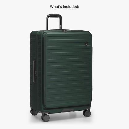 Novia Top Opening Expandable Polycarbonate Luggage with Spinner Wheels, Autumn Leaves, 21-Inch Carry-on
