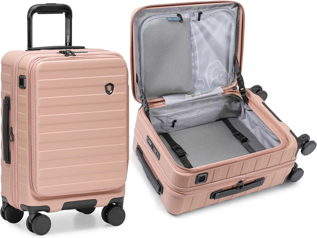 Novia Top Opening Expandable Polycarbonate Luggage with Spinner Wheels, Autumn Leaves, 21-Inch Carry-on