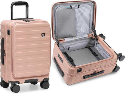 Novia Top Opening Expandable Polycarbonate Luggage with Spinner Wheels, Autumn Leaves, 21-Inch Carry-on