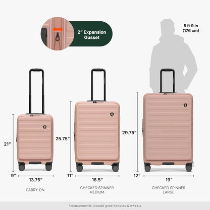 Novia Top Opening Expandable Polycarbonate Luggage with Spinner Wheels, Autumn Leaves, 21-Inch Carry-on