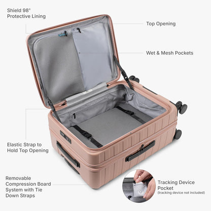 Novia Top Opening Expandable Polycarbonate Luggage with Spinner Wheels, Autumn Leaves, 21-Inch Carry-on