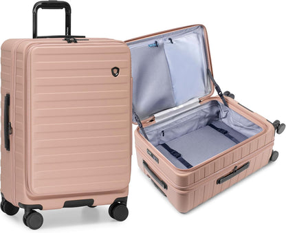 Novia Top Opening Expandable Polycarbonate Luggage with Spinner Wheels, Autumn Leaves, 21-Inch Carry-on