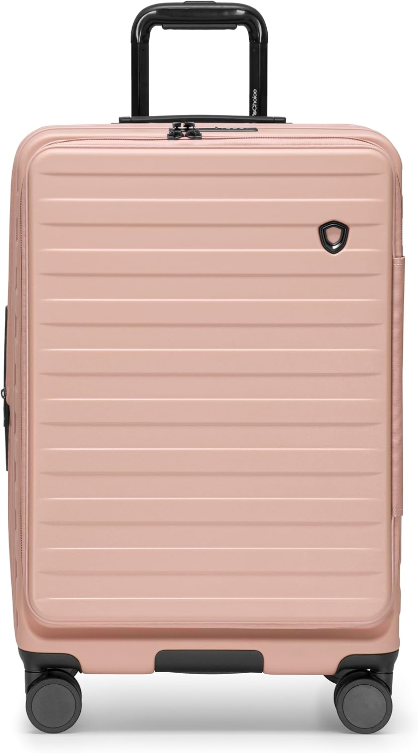 Novia Top Opening Expandable Polycarbonate Luggage with Spinner Wheels, Autumn Leaves, 21-Inch Carry-on