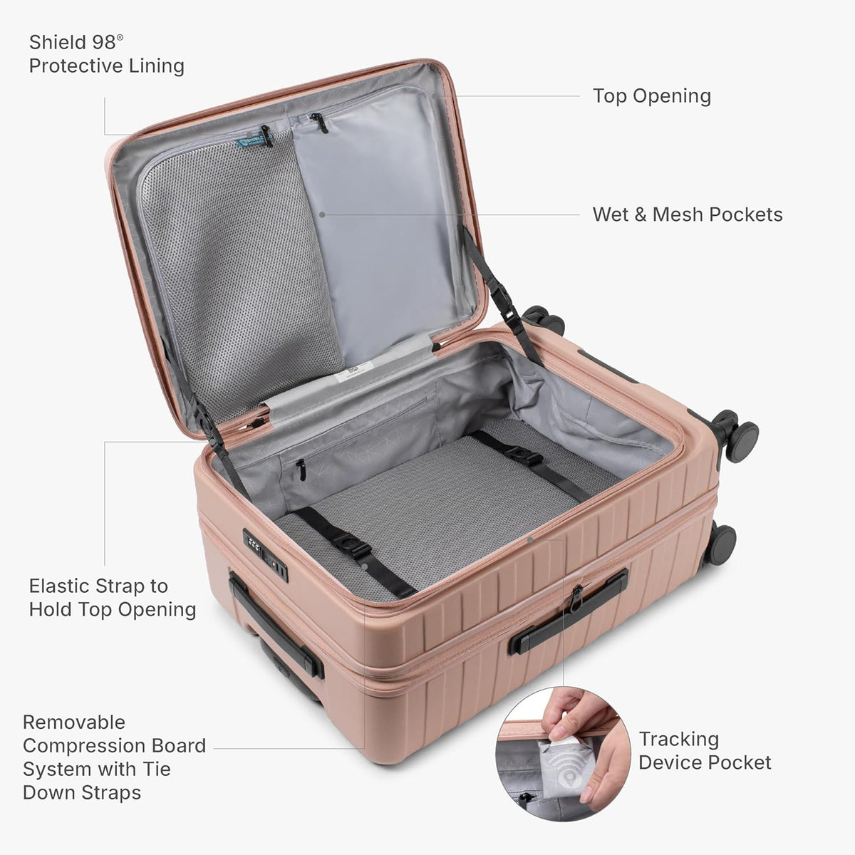 Novia Top Opening Expandable Polycarbonate Luggage with Spinner Wheels, Autumn Leaves, 21-Inch Carry-on
