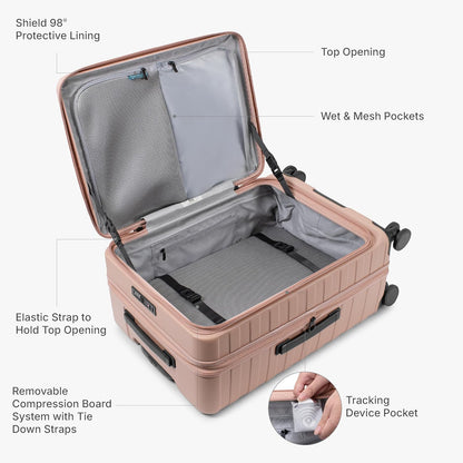 Novia Top Opening Expandable Polycarbonate Luggage with Spinner Wheels, Autumn Leaves, 21-Inch Carry-on