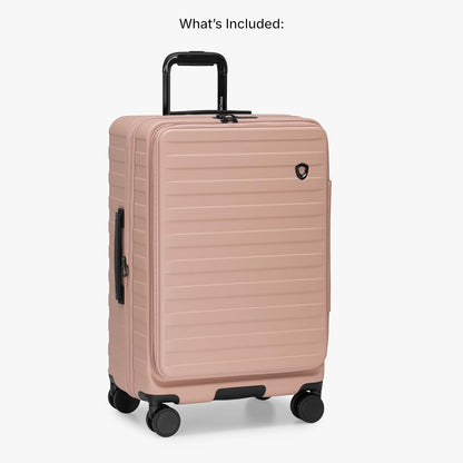 Novia Top Opening Expandable Polycarbonate Luggage with Spinner Wheels, Autumn Leaves, 21-Inch Carry-on