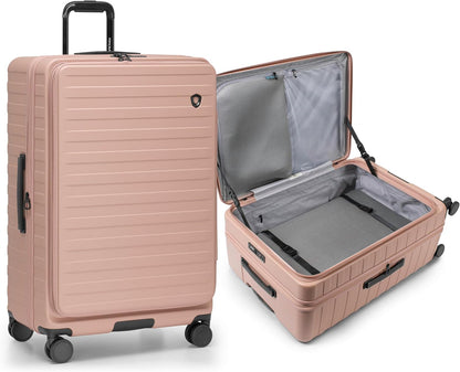 Novia Top Opening Expandable Polycarbonate Luggage with Spinner Wheels, Autumn Leaves, 21-Inch Carry-on