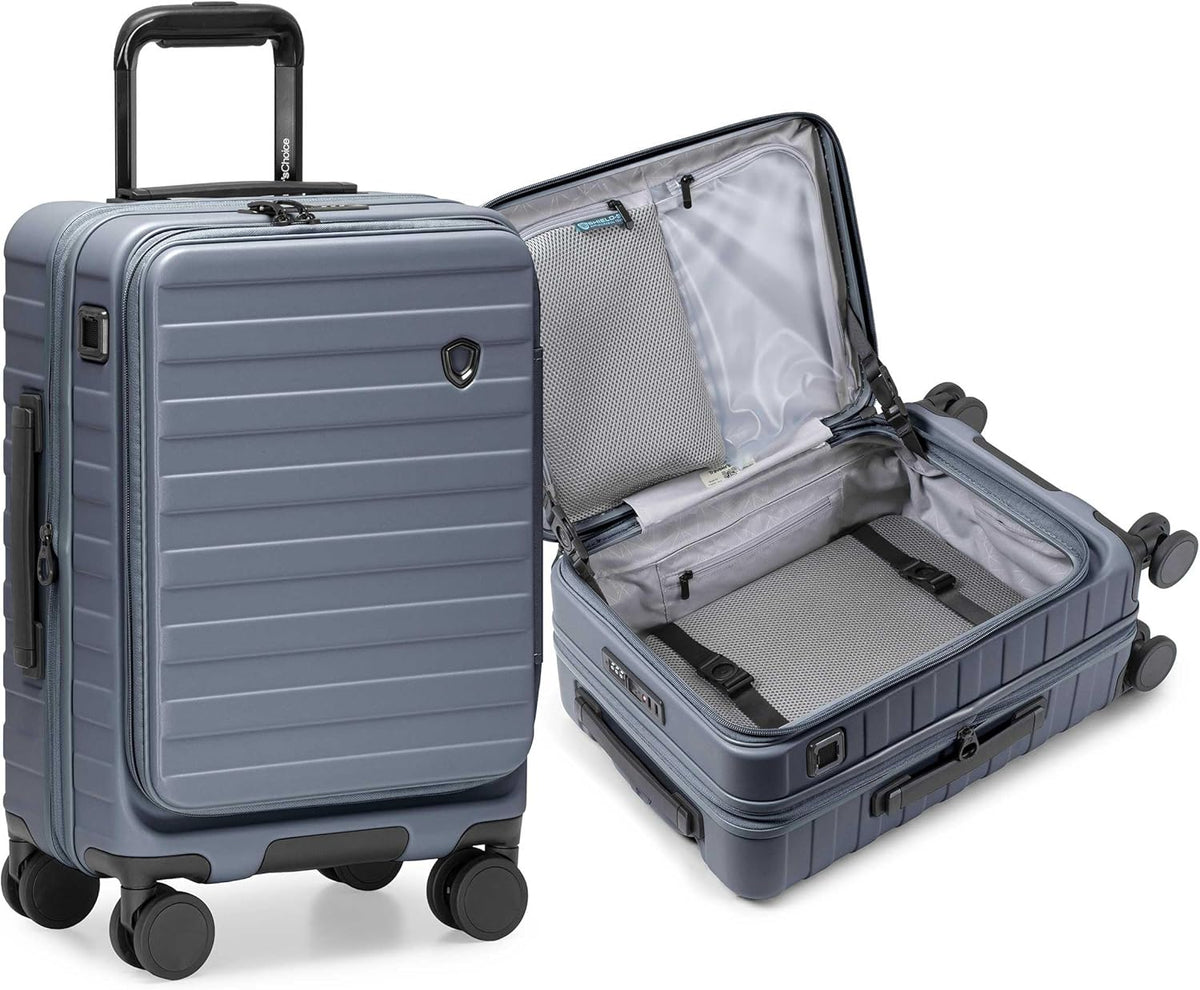 Novia Top Opening Expandable Polycarbonate Luggage with Spinner Wheels, Autumn Leaves, 21-Inch Carry-on