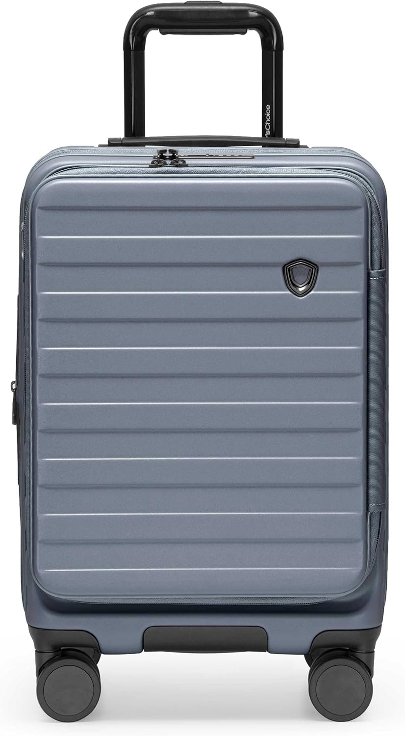 Novia Top Opening Expandable Polycarbonate Luggage with Spinner Wheels, Autumn Leaves, 21-Inch Carry-on