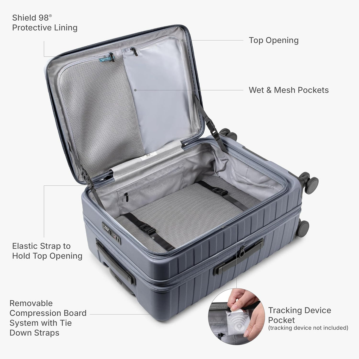 Novia Top Opening Expandable Polycarbonate Luggage with Spinner Wheels, Autumn Leaves, 21-Inch Carry-on
