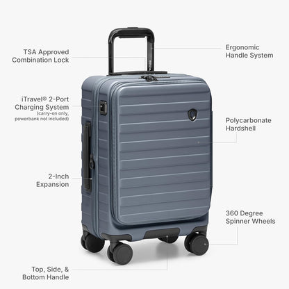 Novia Top Opening Expandable Polycarbonate Luggage with Spinner Wheels, Autumn Leaves, 21-Inch Carry-on