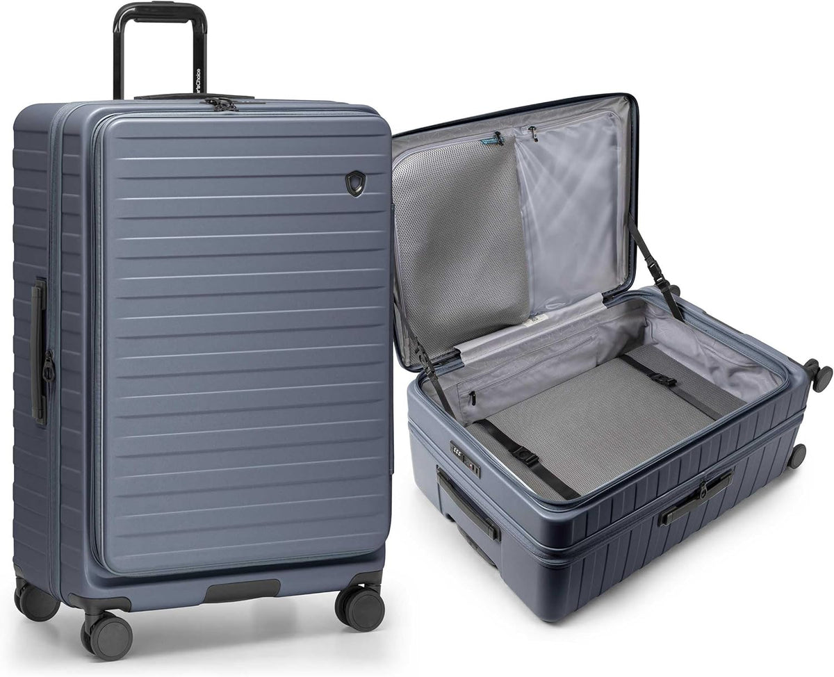 Novia Top Opening Expandable Polycarbonate Luggage with Spinner Wheels, Autumn Leaves, 21-Inch Carry-on
