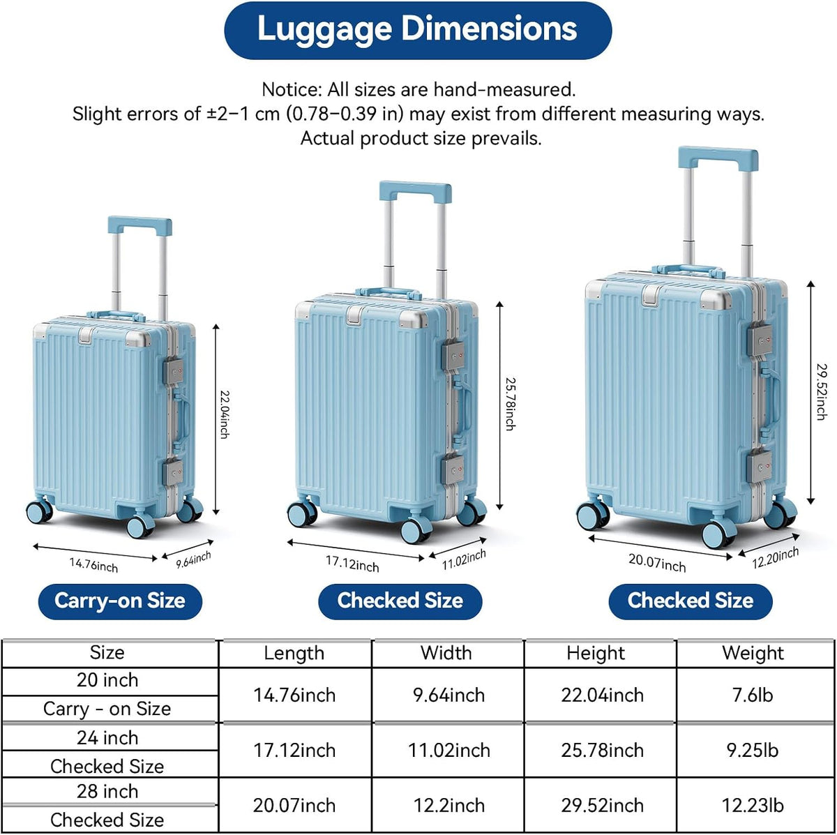 Carry On Luggage, Zipperless Hardside Suitcase, Mint Green, 20 in | Aluminum Frame, Airline Approved, Charger Port, Cup and Phone Holder, Side and Front Hook, Metal Corner Protectors, TSA Lock