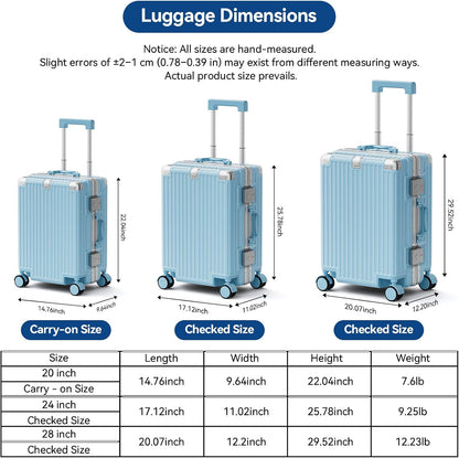 Carry On Luggage, Zipperless Hardside Suitcase, Mint Green, 20 in | Aluminum Frame, Airline Approved, Charger Port, Cup and Phone Holder, Side and Front Hook, Metal Corner Protectors, TSA Lock