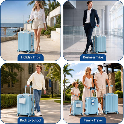 Carry On Luggage, Zipperless Hardside Suitcase, Mint Green, 20 in | Aluminum Frame, Airline Approved, Charger Port, Cup and Phone Holder, Side and Front Hook, Metal Corner Protectors, TSA Lock