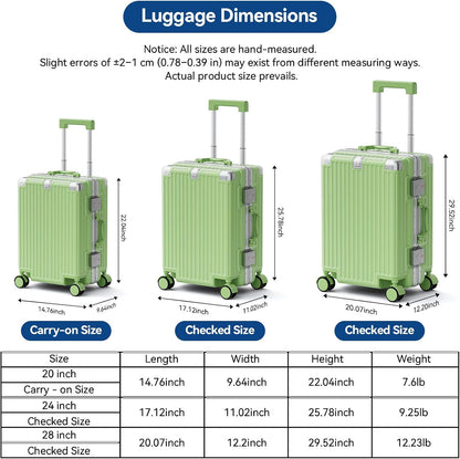 Carry On Luggage, Zipperless Hardside Suitcase, Mint Green, 20 in | Aluminum Frame, Airline Approved, Charger Port, Cup and Phone Holder, Side and Front Hook, Metal Corner Protectors, TSA Lock