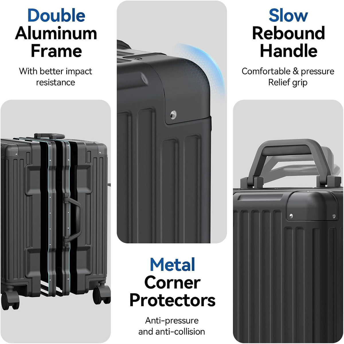 Carry On Luggage, Zipperless Hardside Suitcase, Mint Green, 20 in | Aluminum Frame, Airline Approved, Charger Port, Cup and Phone Holder, Side and Front Hook, Metal Corner Protectors, TSA Lock