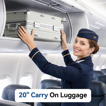 Carry On Luggage, Zipperless Hardside Suitcase, Mint Green, 20 in | Aluminum Frame, Airline Approved, Charger Port, Cup and Phone Holder, Side and Front Hook, Metal Corner Protectors, TSA Lock