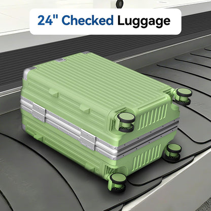 Carry On Luggage, Zipperless Hardside Suitcase, Mint Green, 20 in | Aluminum Frame, Airline Approved, Charger Port, Cup and Phone Holder, Side and Front Hook, Metal Corner Protectors, TSA Lock