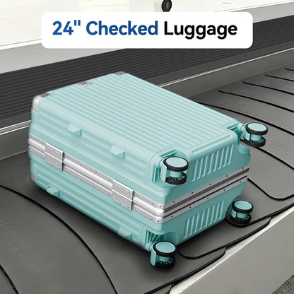 Carry On Luggage, Zipperless Hardside Suitcase, Mint Green, 20 in | Aluminum Frame, Airline Approved, Charger Port, Cup and Phone Holder, Side and Front Hook, Metal Corner Protectors, TSA Lock