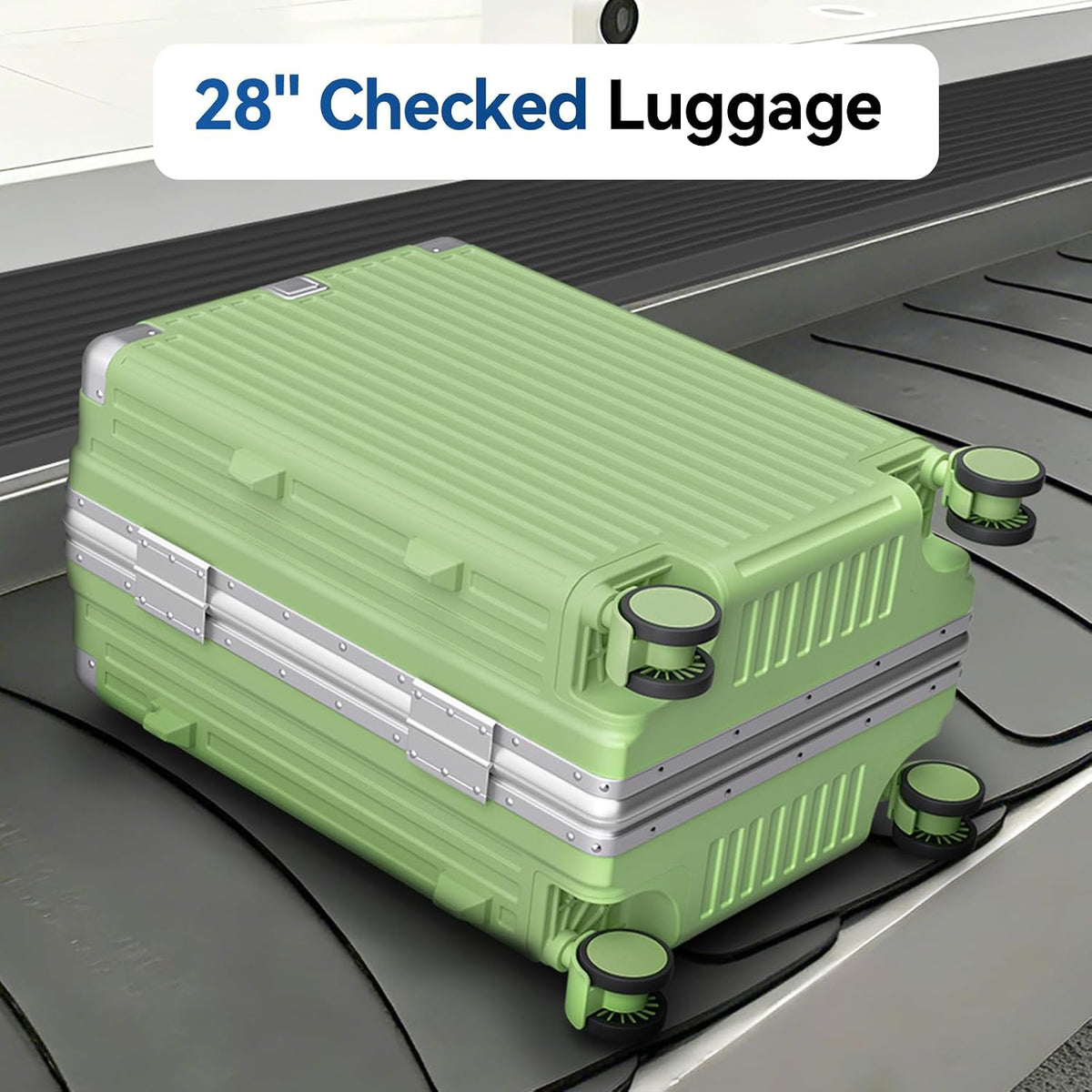 Carry On Luggage, Zipperless Hardside Suitcase, Mint Green, 20 in | Aluminum Frame, Airline Approved, Charger Port, Cup and Phone Holder, Side and Front Hook, Metal Corner Protectors, TSA Lock