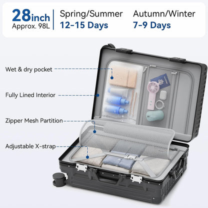 Carry On Luggage, Zipperless Hardside Suitcase, Mint Green, 20 in | Aluminum Frame, Airline Approved, Charger Port, Cup and Phone Holder, Side and Front Hook, Metal Corner Protectors, TSA Lock