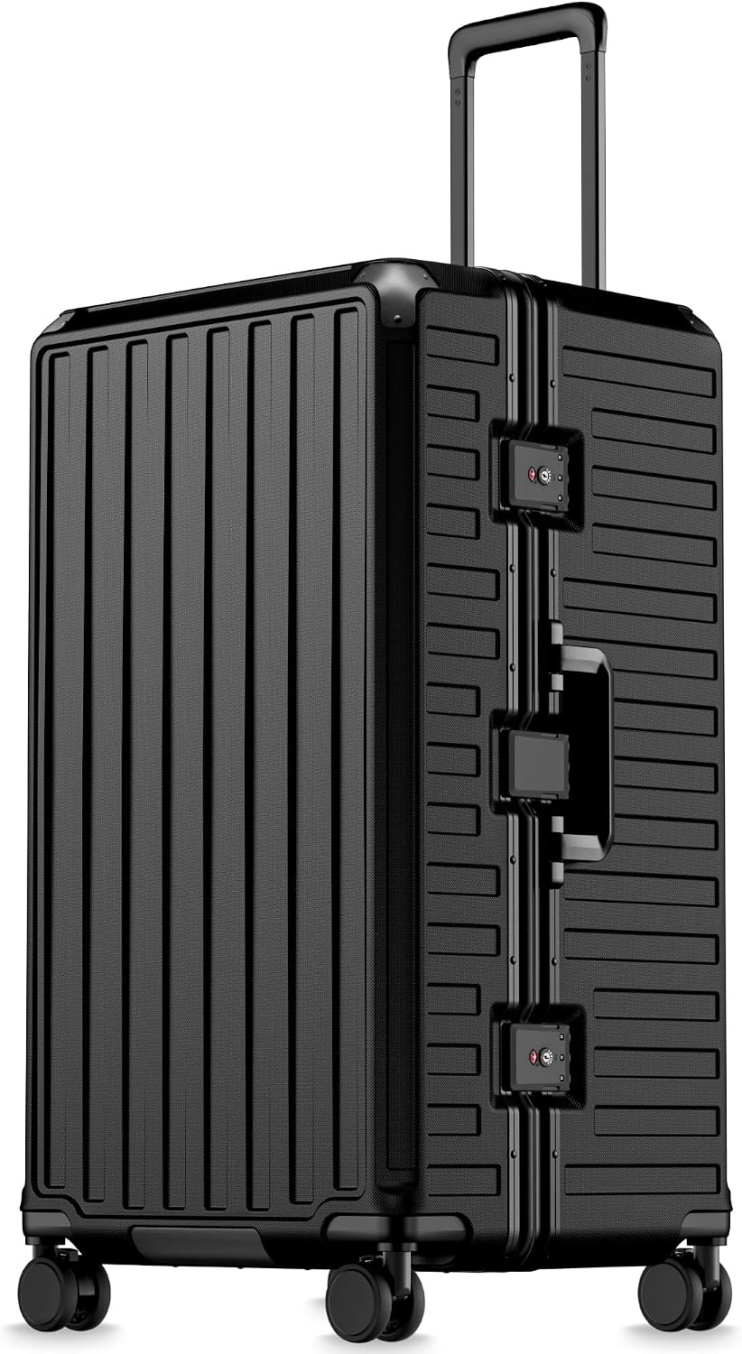 LUGGEX Zipperless Carry On Luggage with Spinner Wheels 22.5" x 15.5" x 9.6", SF81 Aluminum Polycarbonate Hard Shell Front Opening Suitcase, TSA & Cup Holder (ZX-Pro, Olive Green)