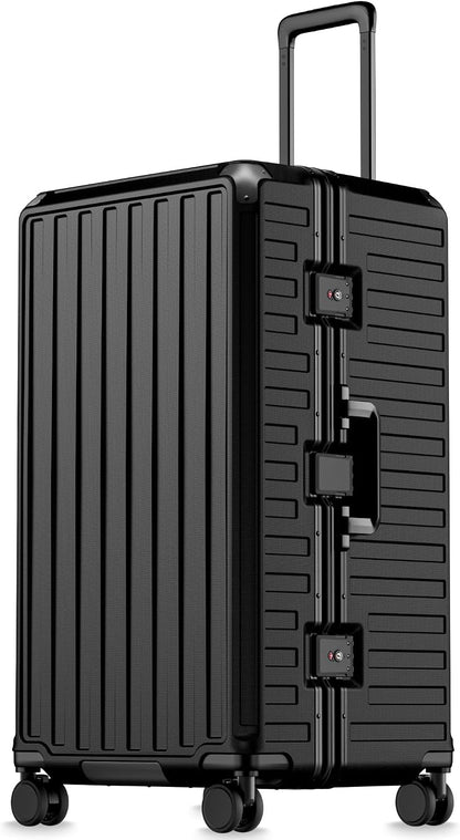 LUGGEX Zipperless Carry On Luggage with Spinner Wheels 22.5" x 15.5" x 9.6", SF81 Aluminum Polycarbonate Hard Shell Front Opening Suitcase, TSA & Cup Holder (ZX-Pro, Olive Green)