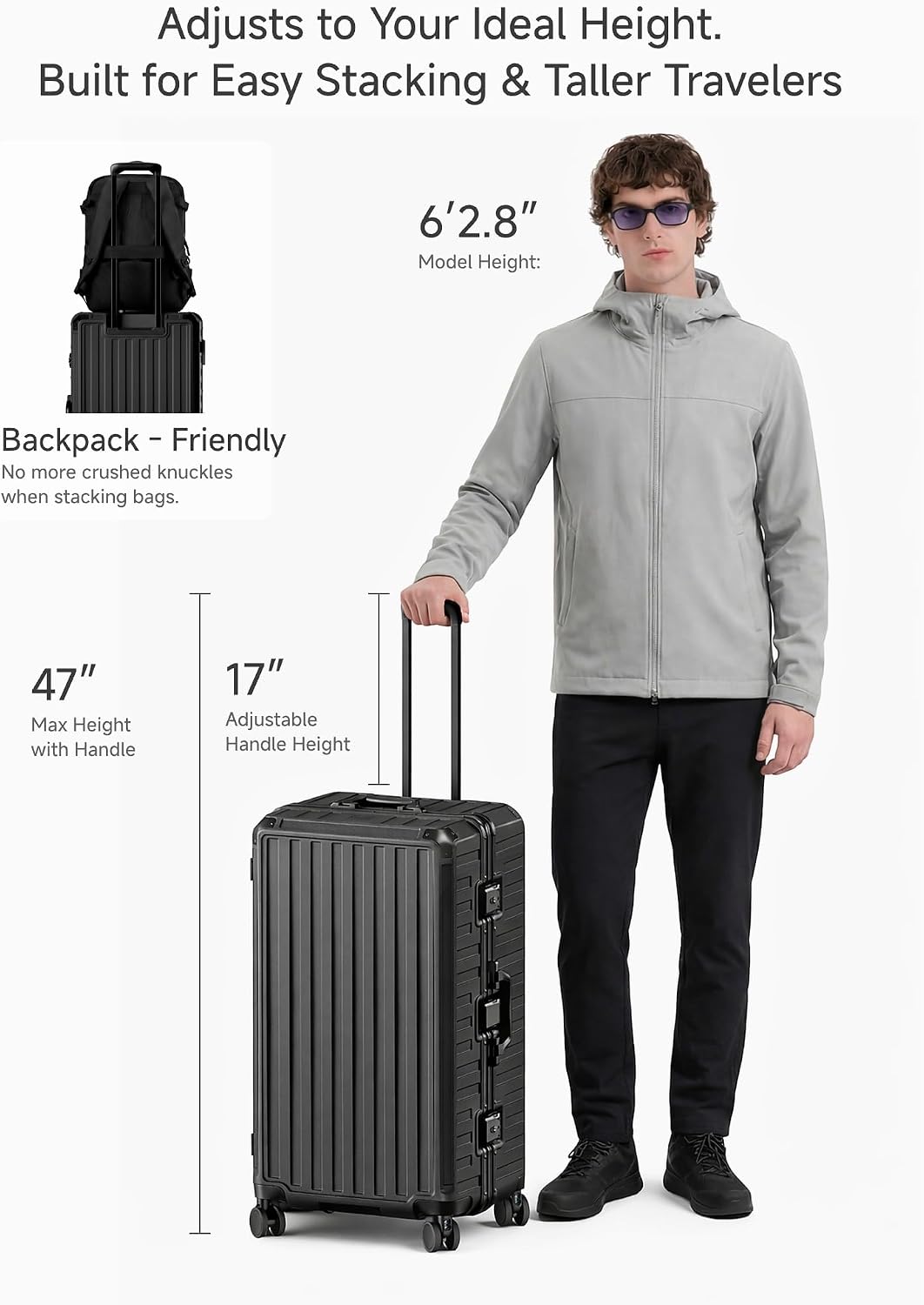LUGGEX Zipperless Carry On Luggage with Spinner Wheels 22.5" x 15.5" x 9.6", SF81 Aluminum Polycarbonate Hard Shell Front Opening Suitcase, TSA & Cup Holder (ZX-Pro, Olive Green)