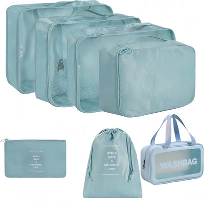 Travel packing cube 7 Piece Set, Suitcase Organizer Luggage Cubes with Wash Bag, suitcase organizer, Multi-Purpose Dispenser Bags (Black)
