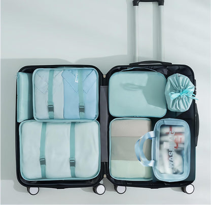 Travel packing cube 7 Piece Set, Suitcase Organizer Luggage Cubes with Wash Bag, suitcase organizer, Multi-Purpose Dispenser Bags (Black)