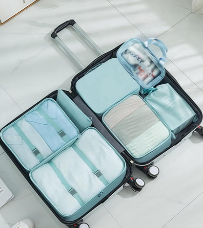 Travel packing cube 7 Piece Set, Suitcase Organizer Luggage Cubes with Wash Bag, suitcase organizer, Multi-Purpose Dispenser Bags (Black)