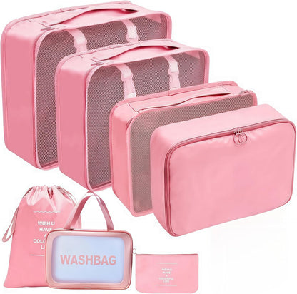 Travel packing cube 7 Piece Set, Suitcase Organizer Luggage Cubes with Wash Bag, suitcase organizer, Multi-Purpose Dispenser Bags (Black)