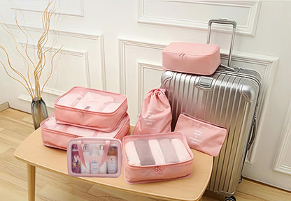 Travel packing cube 7 Piece Set, Suitcase Organizer Luggage Cubes with Wash Bag, suitcase organizer, Multi-Purpose Dispenser Bags (Black)