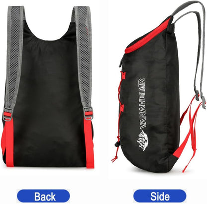 Lightweight and Thin Foldable Backpack, Climbing Bag, Hiking Daypack,15L Waterproof Travel Packable Rucksack (Black)