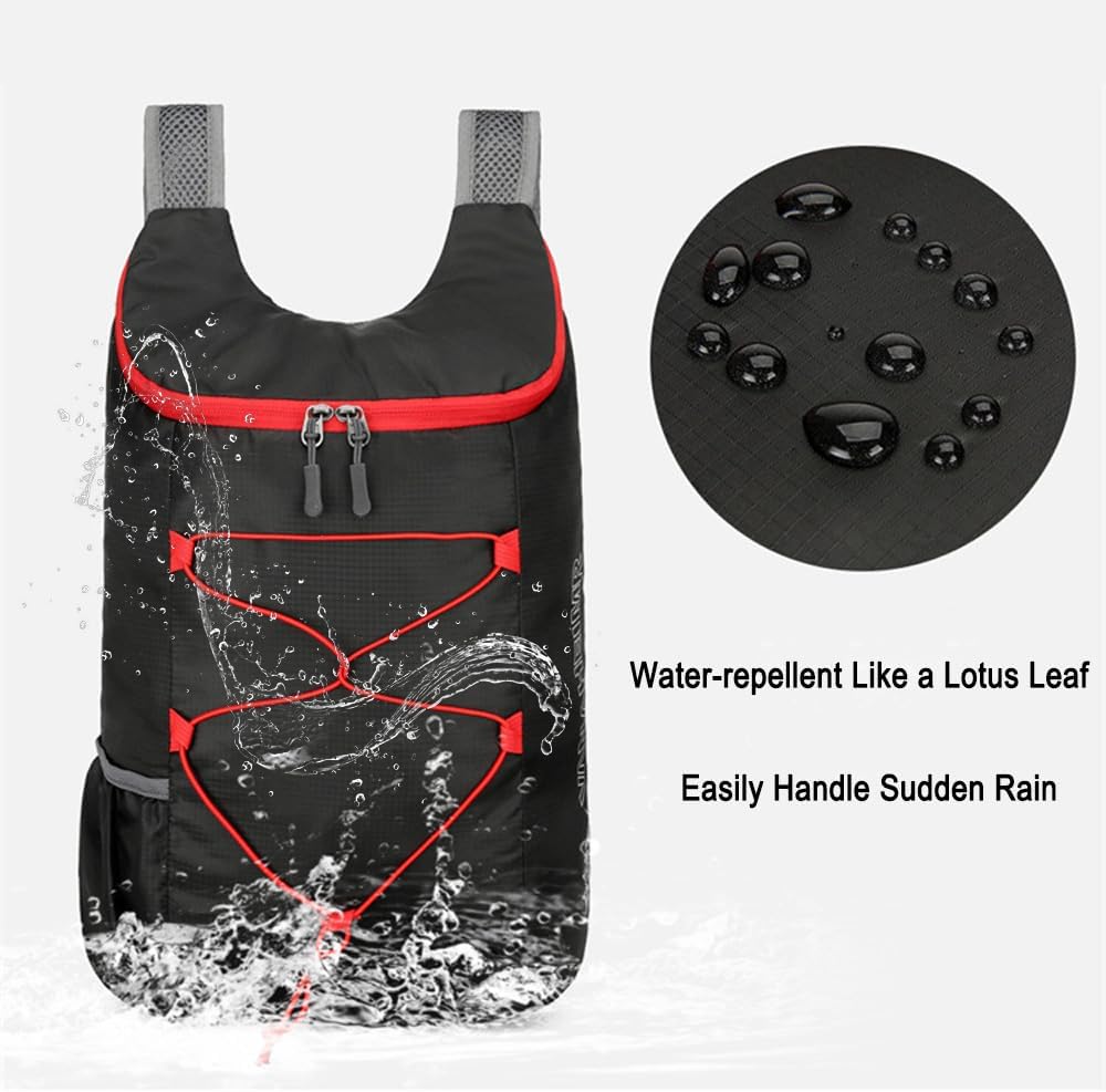 Lightweight and Thin Foldable Backpack, Climbing Bag, Hiking Daypack,15L Waterproof Travel Packable Rucksack (Black)