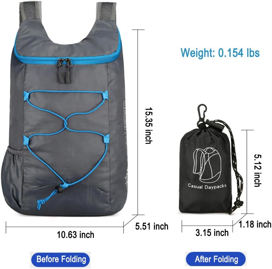 Lightweight and Thin Foldable Backpack, Climbing Bag, Hiking Daypack,15L Waterproof Travel Packable Rucksack (Black)