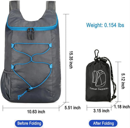 Lightweight and Thin Foldable Backpack, Climbing Bag, Hiking Daypack,15L Waterproof Travel Packable Rucksack (Black)
