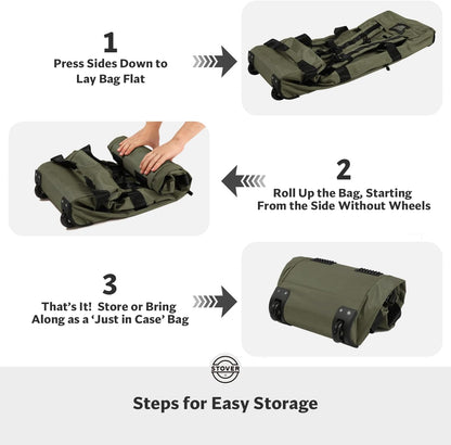 45/80/100L Rolling Duffel Bag with Wheels, X-Large Durable Travel Duffle + Toiletry Bag, Heavy Duty, Packable with Shoulder Straps- Use as Luggage or Backpack, Men/Women (Black)
