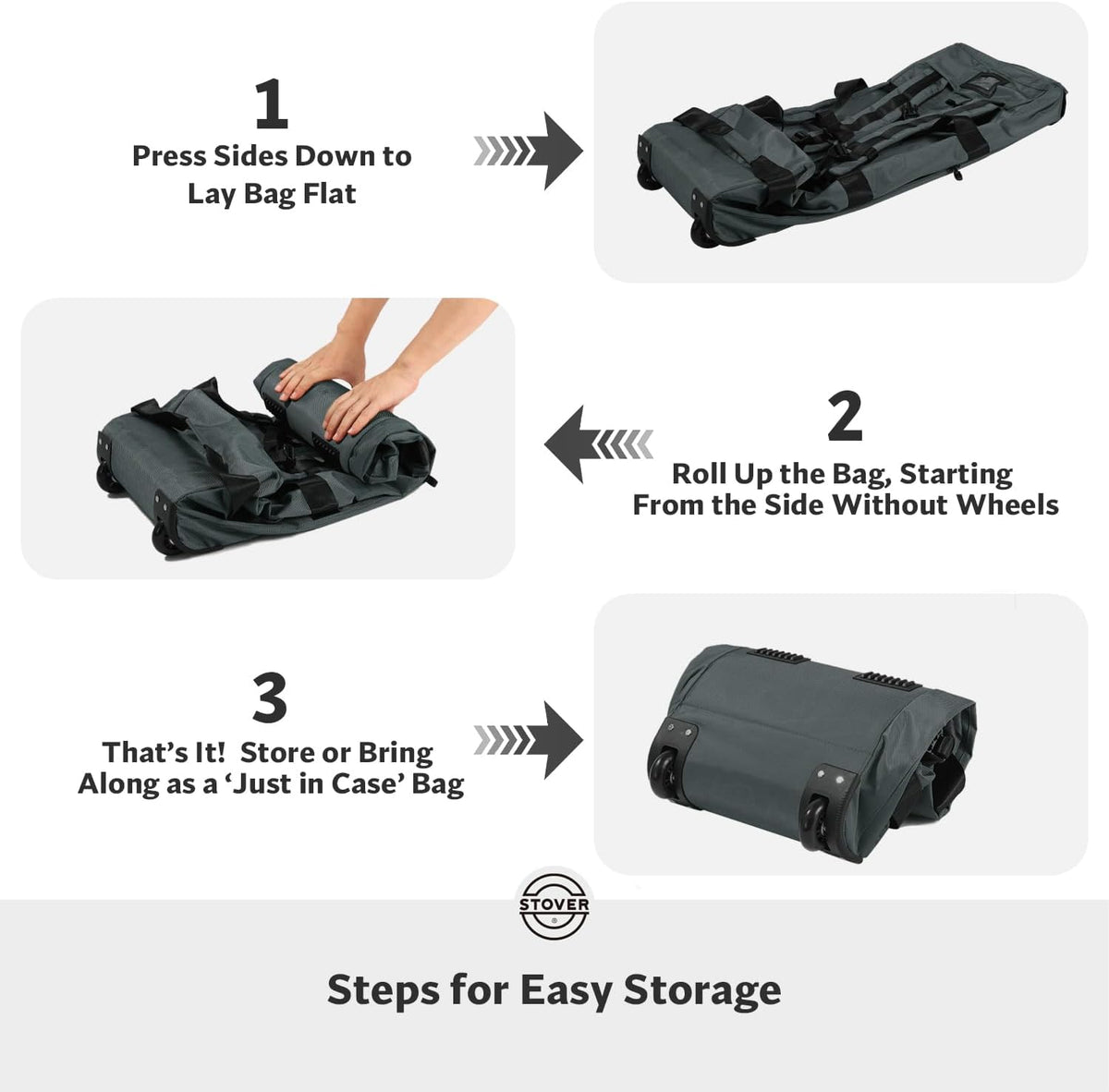 45/80/100L Rolling Duffel Bag with Wheels, X-Large Durable Travel Duffle + Toiletry Bag, Heavy Duty, Packable with Shoulder Straps- Use as Luggage or Backpack, Men/Women (Black)