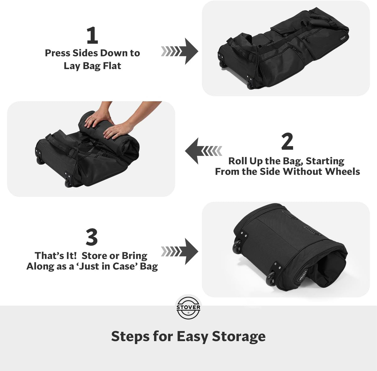 45/80/100L Rolling Duffel Bag with Wheels, X-Large Durable Travel Duffle + Toiletry Bag, Heavy Duty, Packable with Shoulder Straps- Use as Luggage or Backpack, Men/Women (Black)